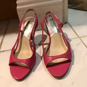 6M Michael Kors Heels Womens pink Strappy leather Open Toe sandal